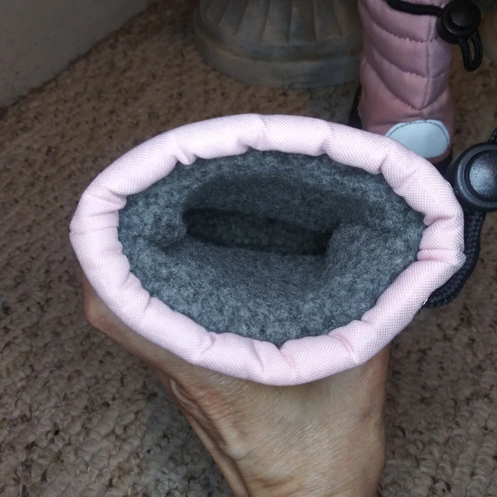 Girls Pink & Black Sherpa Lined Snow Boots